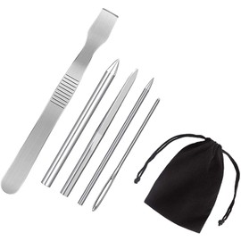 Namvo Pack of 5 Stainless Steel Paracord Needles with Fabric Bag - FID Needle, Sewing Needle and Smoothing Tool for DIY Craft Bracelets, Sewing Web Shoelaces, Cords