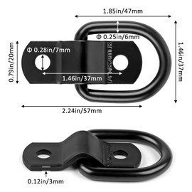 DSUWAZU 24 Pack D Ring Tie Down Anchors 1/4" Heavy Duty Stainless Steel Trailer Tie Down Hooks for Truck, Trailer, Camper, Warehouse, Boat, Cargo Control & Surface Mount(Black)