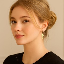 Dr's gift Fish Earrings 14K Plated Gold Dangle Earrings for Women Fashion Fish Jewelry Gifts