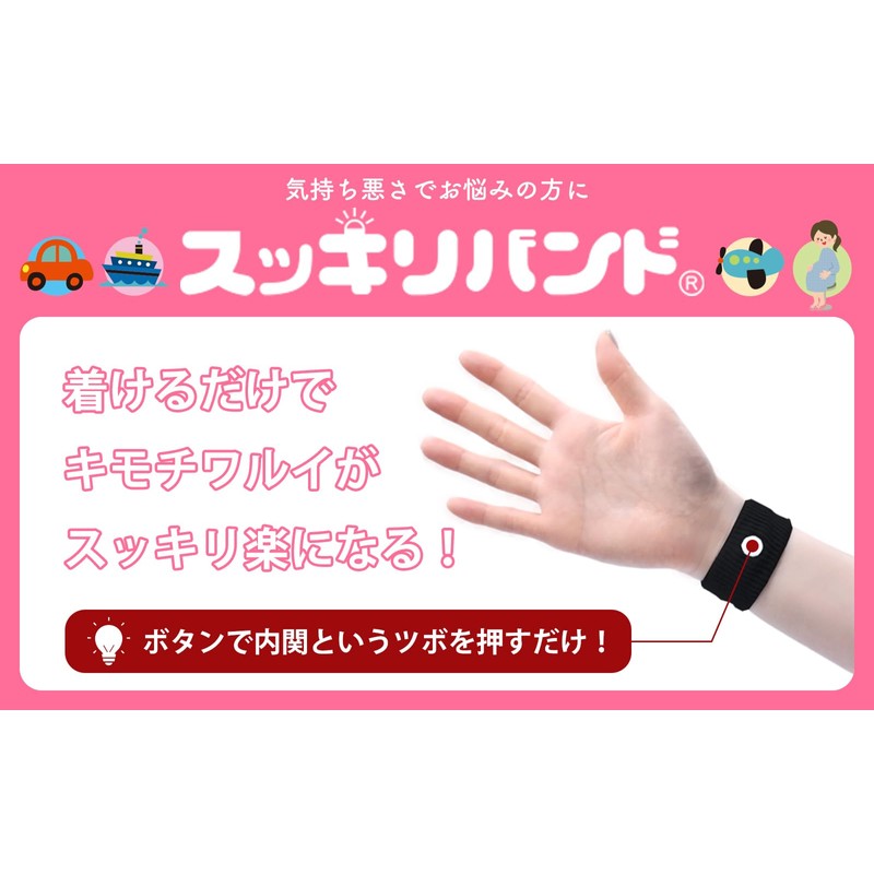 プレスビー スッキリバンド 酔い止めバンド つわりバンド ツボ指圧リストバンド シーバンド 乗り物酔い つわり 吐き気 緩和
