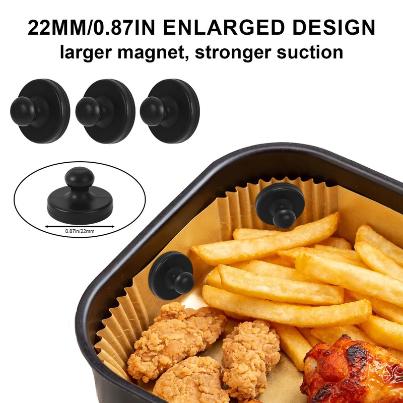 8pcs Air Fryer Magnets for Parchment Paper, Black Airfryer Liners