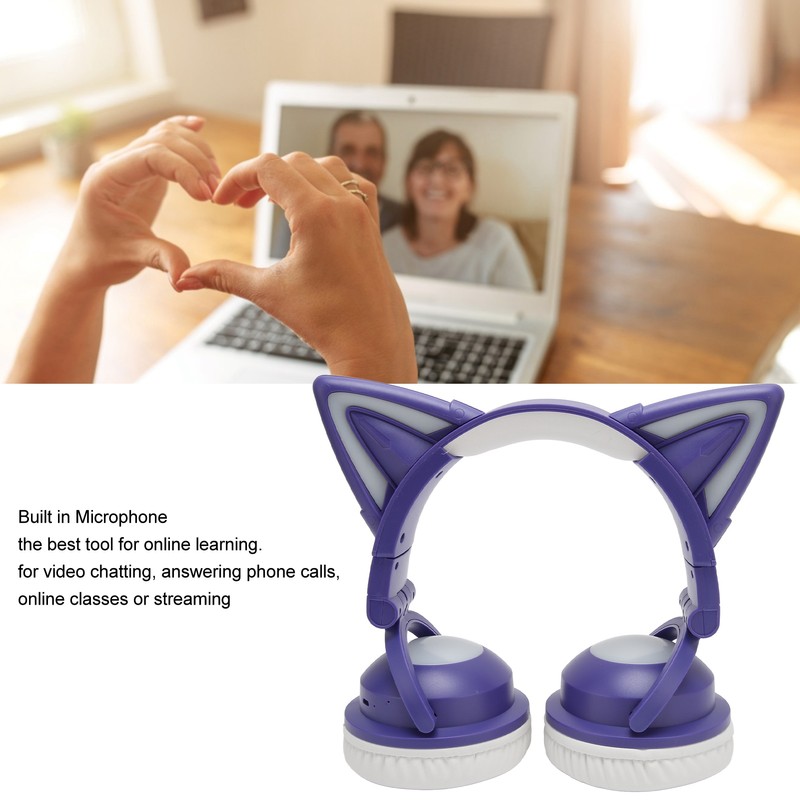 Cat Ear Bluetooth Headset Stereo Cute High Sensitivity Built in
