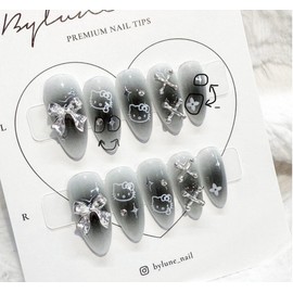 Black Cheek Handmade Nail Tips Nail Tips - Ballerina / 블랙 치크 수제네일팁 네일팁 - 발레리나