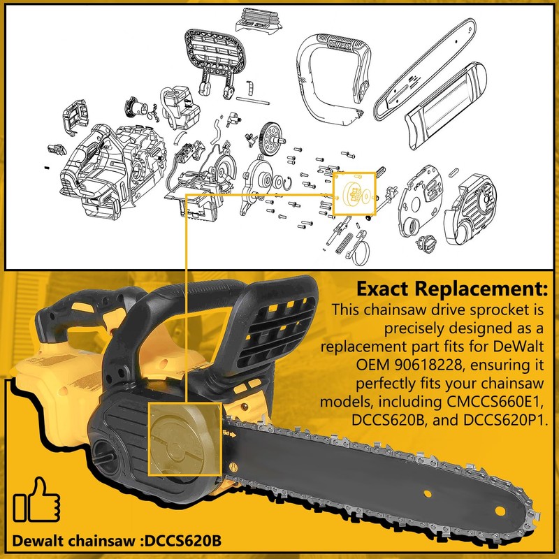 HASME 2-Pack Replacement Drive Sprockets for Dewalt Chainsaw Replaces for