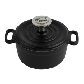 Sallys Cast Iron Serving Pot 10 cm: For First-Class Heat Conduction and Long-Lasting Heat Retention, Oven Safe, All Hob Types (Matt Black)