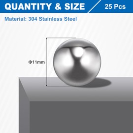sourcing map 11mm Bearing Balls, 25 Pcs 304 Stainless Steel G100 Precision Balls Metric Mixing Balls for Bearings Bicycles Casters Drawer Slides