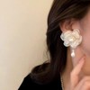 Dainty Fabric Flower Stud Earrings for Women Girls 925 Sterling