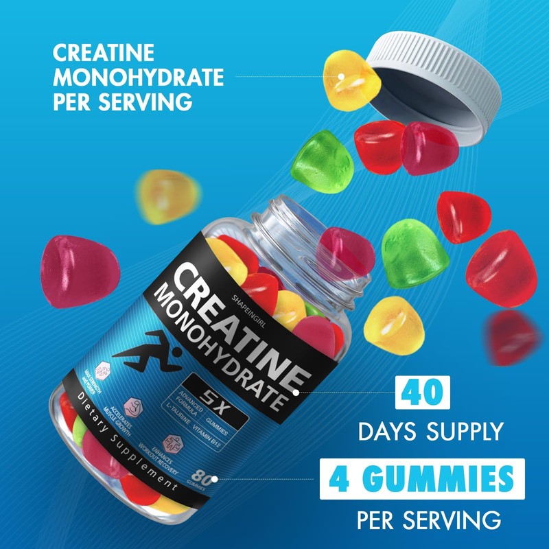 SHAPEINGIRL Creatine Monohydrate Gummies - Clean Creatine for Women Men