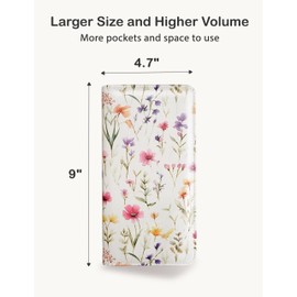 Zreal Cute Server Book for Waitress, Waiter Book with Zipper and Magnetic Pocket, Serving Book for Waitstaff in Restaurants, Leather Waitstaff Organizer Fits Server Aprons(Watercolor Floral)