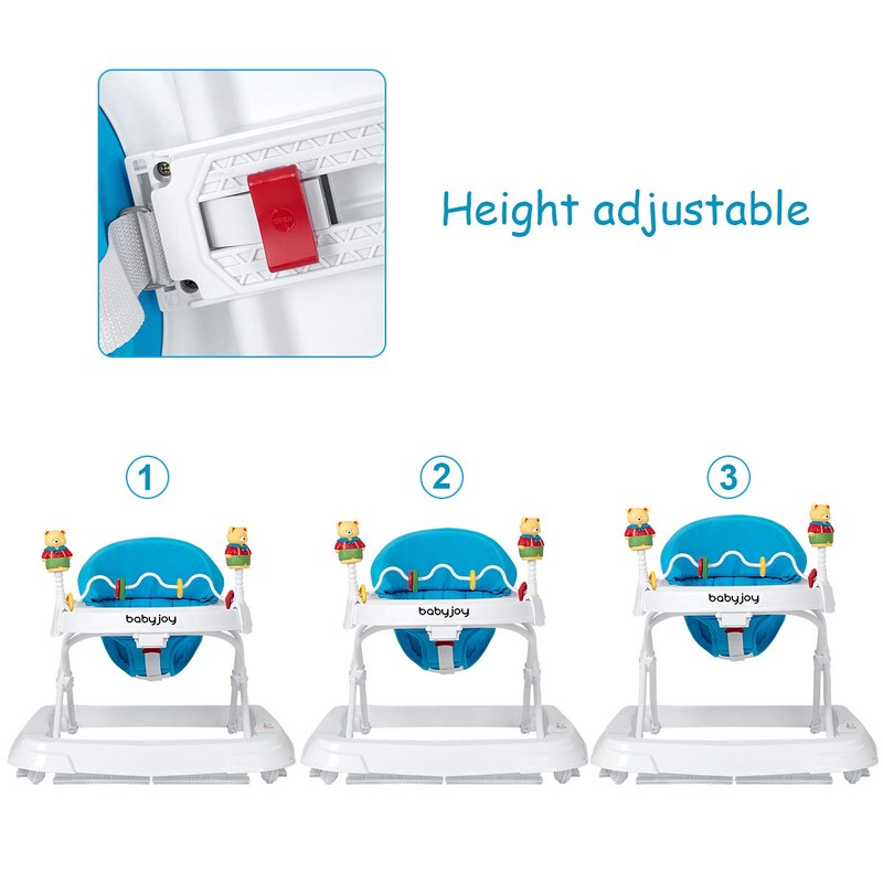 BABY JOY Baby Walker, Foldable Activity Walker with Adjustable Height,