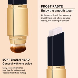 Foundation Stick, Face Makeup Color Changing Concealers, Hydrating Lightweight Contour, 2 IN 1 Double Head Foundation Stick with Brush (01# Fair Ivory)
