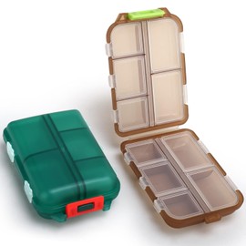 MsfIAIoo Pastillero de Viaje Pequeño de 2 Piezas, Bonito Estuche Organizador de Pastillas, Organizador Portátil de Medicamentos para El Bolso, Con 10 Compartimentos para Diferentes Medicamentos.