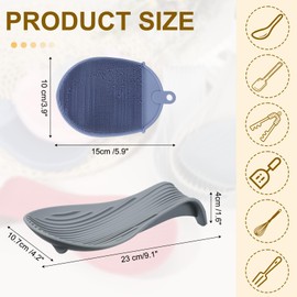 uxcell 1 Set Silicone Spoon Rest for Stove Top, Silicone Spoon Holder for Cooking Spatula, Ladle, Brush Grey/Dark Blue