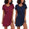 Ekouaer 2 pack Nightgowns for Women Sleepshirt Boyfriend Style Nightgown