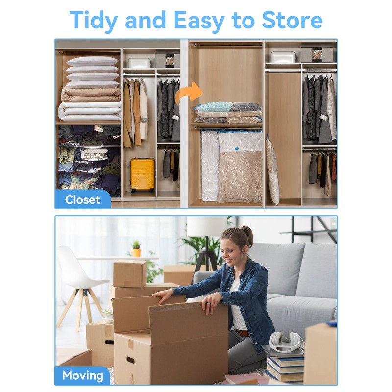 HEETA Pack of 6 Vacuum Bags for Clothes (3 Jumbo