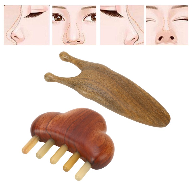 Sandalwood Massage Comb Wide Tooth Scalp Scraping Comb with Nose