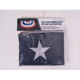 "Flags & Signs" 3x6 ft Embroidered Fan USA American Nylon 2ply Flag Bunting Premium a-1-5007