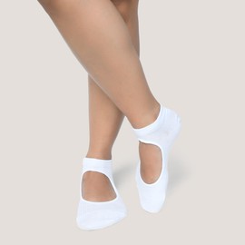 stylFRSH - Calcetines de yoga de algodón suaves y transpirables para comodidad durante todo el día, tamaño 14 a 16, paquete de 3 (MS1006-2W1G-3PK-14TO16), 2 White 1 Grey, 14-16