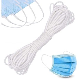 10M Elastic Round Band 3mm, SlickMart Braided Stretch Strap Cord Roll Heavy Stretch Elastic Band Round Ear Tie Earloop Strap for Sewing DIY Arts Crafting