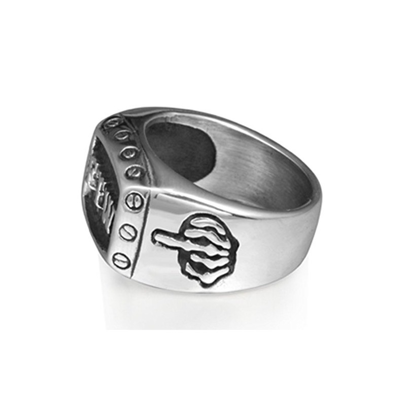 Stainless Steel FTW Biker Rider Mid Finger Ring, Stainless Steel,