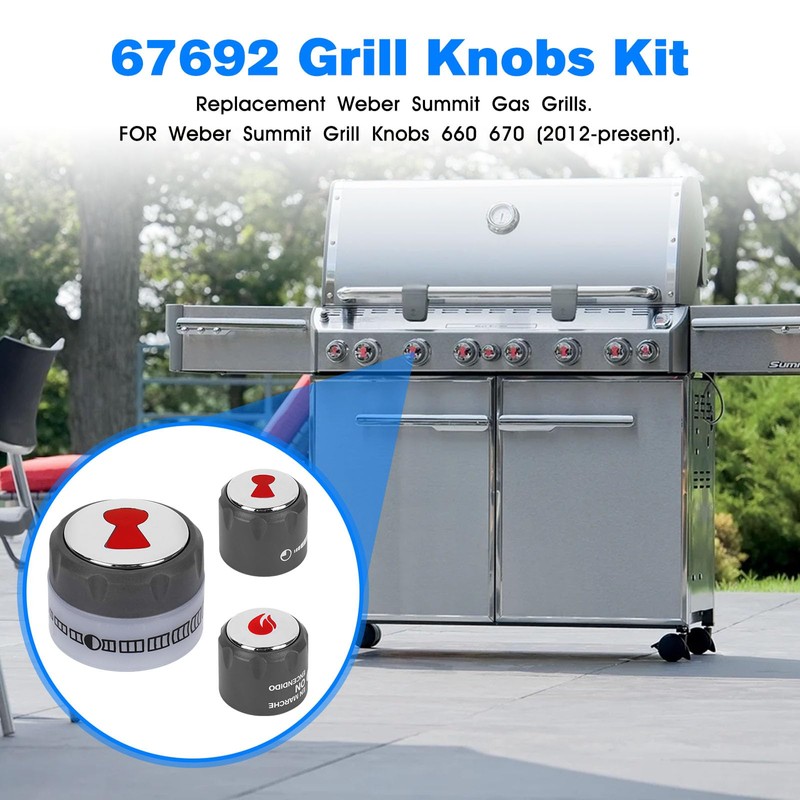 67692 Grill Control K nobs Kit Replacement Weber Summit 660