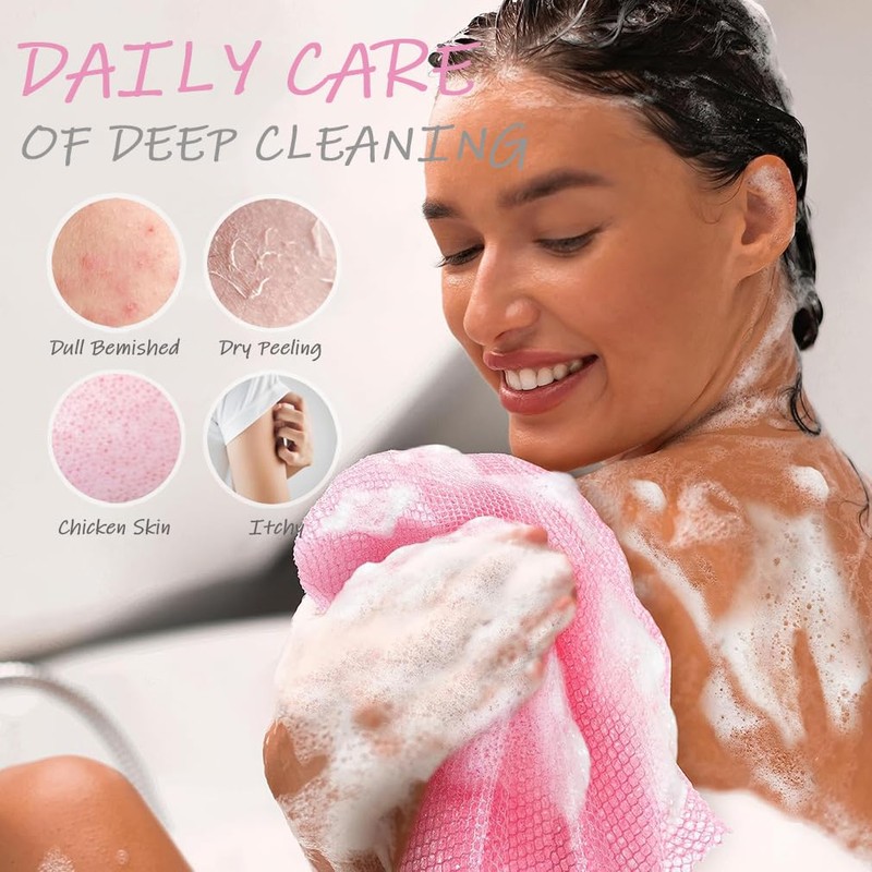 3 Pcs African Net Sponge - African Exfoliating Sponge, Long
