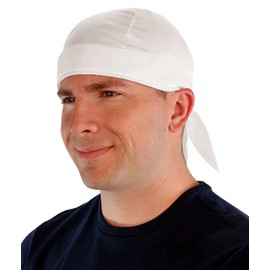 Sparkling EARTH Solid White Skull Cap Doo Rags Do Rag Durag Headwrap Head Wraps Skullie - 100% Cotton - Made in The USA!