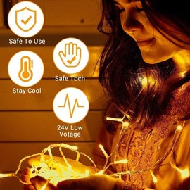 Quntis Extra-Long 328ft 500 LEDs String Lights, Outdoor Indoor Waterproof Christmas Lights with 8 Modes, Plug in Fairy String Lights Clear Wire Warm White for Summer Tree Decoration