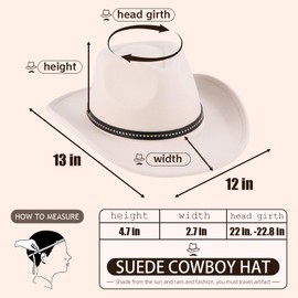 Western Cowboy Hat,Wide Edge Chinlon Western Felt Outdoor Hat with Studded Band,Cowboy Hats for Men,Cowboy Hat for Women Fedora Hats (Beige)