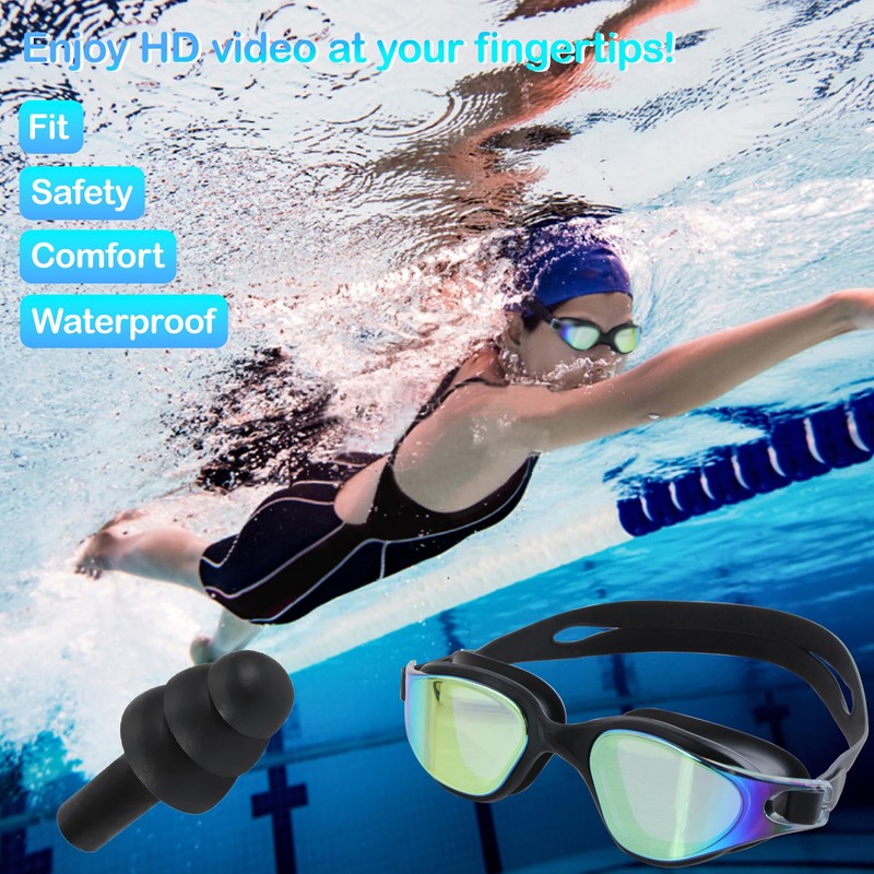 3 Pack Anti Fog UV Swim Goggles with Ear Plugs