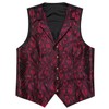 Barry.Wang Red Black Mens Silk Lapel Collar Vest Tie Sleeve