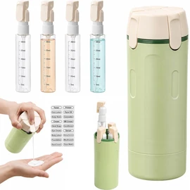 Travel Bottles for Toiletries, Kit de Botellas de Viaje 4 en 1 a Prueba de Fugas Set de 4 Envases 30 ml c/u (120 ml) con Etiquetas Ideal para Gym, Campamento, Equipaje de Mano (Verde)