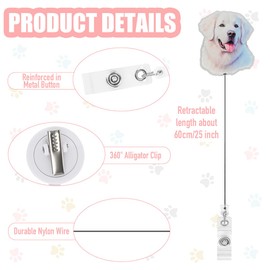 Funny Office Badge Reel Cute Pet Dog Badge Holder with Retractable Clip for Nurse RN LPN CNA Doctor Medical Worker Teacher Student Name Badge Clip Accessories (Badge1801)