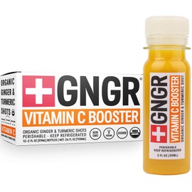 +GNGR Vitamin C Immunity Booster Cold-Pressed Ginger Shot with Turmeric, Cayenne, Acerola, Immunity Shot with Peruvian Ginger Juice for All Natural Immune & Digestive Support (12 fl oz - 12 Pack)