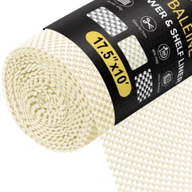 BALEINE Cabinet Liner, 17.5 in x 10 Ft Drawer and Shelf Liner for Kitchen Cabinets Non-Adhesive, Non-Slip Protect Desks, Cupboard, Drawers, Shelves, Tableware (Beige)