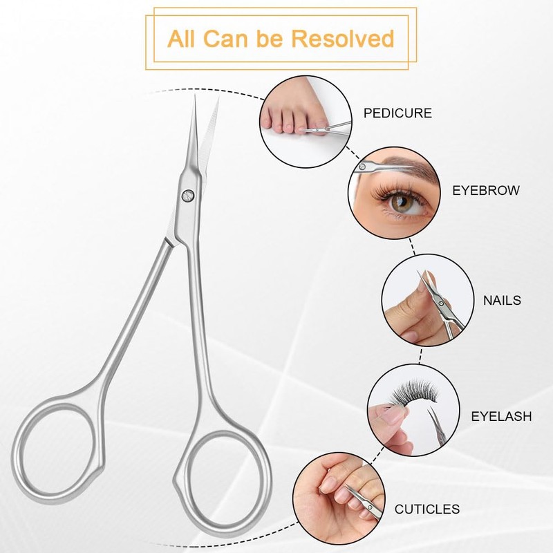 Beugo Nail Scissors, Professional Stainless Steel Cuticle Nail Scissors Curved