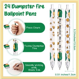 24 Sets Dumpster Fire Gifts Funny Ballpoint Pens and Bookmarks Employee Emotional Support Appreciation Back to School Gifts Classroom Rewards for Office Coworkers Student Teacher Staff Team Nurse
