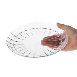 plakira Cut Design Plate, Salad Plate, Serving Plate, Clear, Transparent, Diameter 7.9 inches (20 cm), Dishwasher Safe, Heat Resistant to 200°F (100°C), Lifetime Warranty Card Included, Camping,