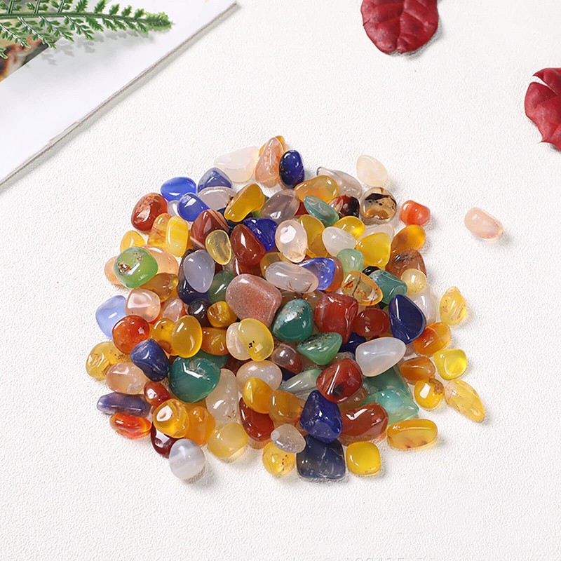 100G Mixed Agate Tumbled Stones - Decorative Gravel Crystals Bulk