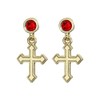 Alex and Ani Cross and Crystal Delicate Earrings Gold/Red One