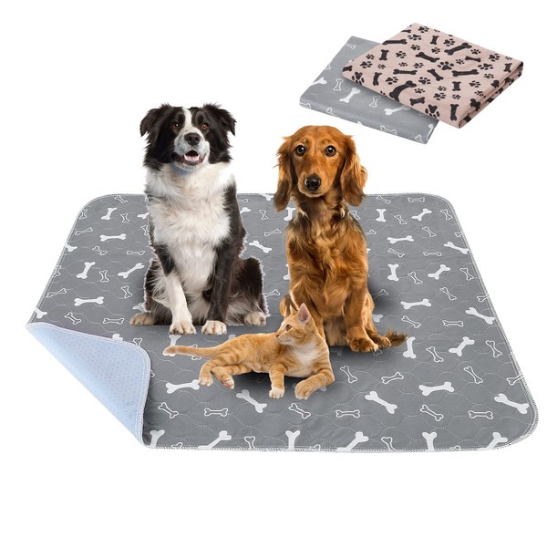 Pack of 2 80 x 70 cm Puppy Pads, Washable, Reusable Puppy Training Pads, Non-Slip and Absorbent Dog Pee Liners for Dogs/Cats/Rabbits/Guinea Pigs