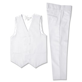 Johnnie Lene Boys Formal Vest and Pants Set #JL42 (8, White)