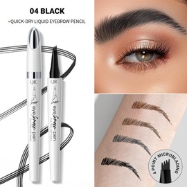 Yulinlon Q709 Brow Master – 4-Way Waterproof Eyebrow Pen for Effortless Brows (4#Black)
