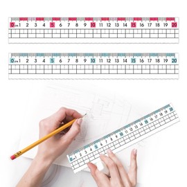 Ruler, Set of 2, 7.9 inches (20 cm), Clear Ruler, Allows Straight and Wavy Lines, Visible Scale Clearly, Anti-Myopia, Measuring Tool for Kids (7.9 inches (20 cm) Red x 1, Blue x 1)