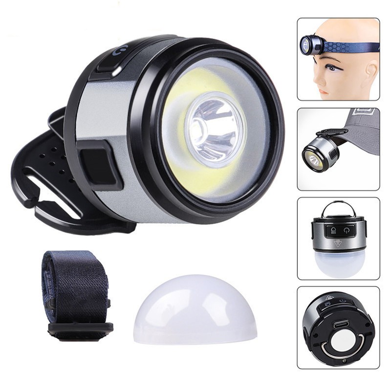 Clip On Cap Light Multifunction USB Rechargeable XPG COB Headlamp