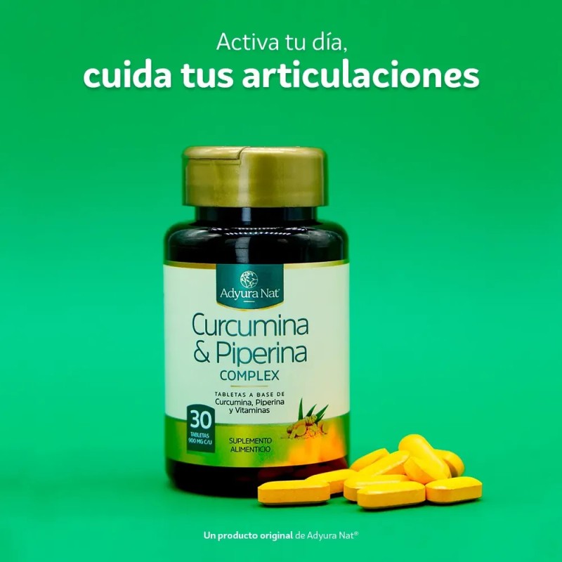 Curcumina & Piperina Complex | 30 Tabletas | Adyura Nat