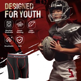 KOOPOW Boys' Sliding Shorts Youth Padded Slider Shorts Sliding Pads with Cup Pocket for Baseball, Football, Lacrosse, Hockey