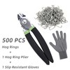 Hog Ring Pliers Kit with 500 Pcs 3/4" Hog Rings