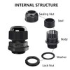 AIRIC 3/4" NPT Cable Glands Nylon PA66, IP68 Waterproof Adjustable