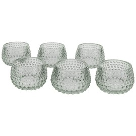Koyal Wholesale 2" Tall Gray Modern Hobnail Glass Candle Holders, Set of 6 Hobnail Wedding Decor, Gray Glass Candle Holder Bulk Tealight Candle Holder Aesthetic